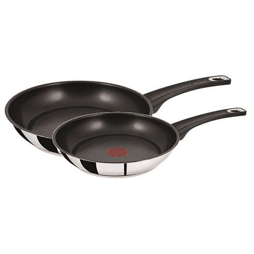 Stainless Steel Tefal B125S244 Frying Pan Wok Two Piece Set Black 